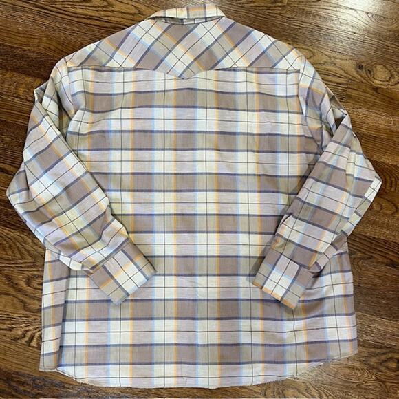 VTG Wrangler Big Man Pearl Snap Shirt Mens 2XL Plaid Western Rodeo Chest Pocket - Picture 2 of 9